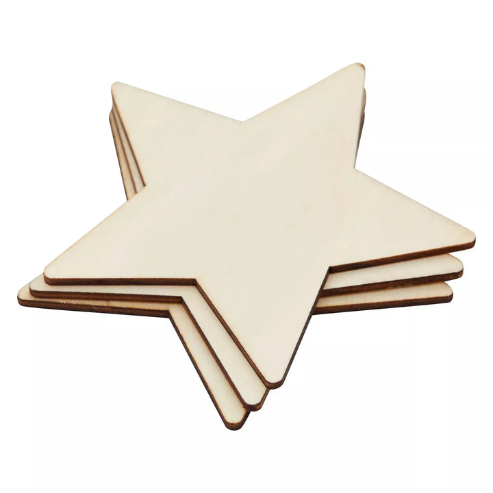 Juvale 24 Pack Wood Stars for Crafts, Unfinished Wooden Cutouts for DIY Projects, 3.8 Inches