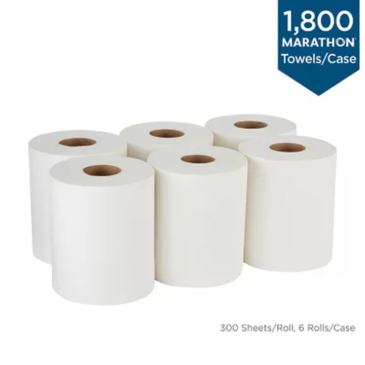 Marathon Premium Centerpull 1-Ply Paper Towels, White 303 Sheets/Roll, 6 Rolls