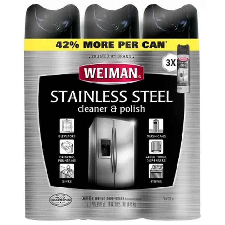 Weiman Stainless Steel Kitchen and Home Appliance Cleaner & Polish (17 Oz., 3 Pk.)