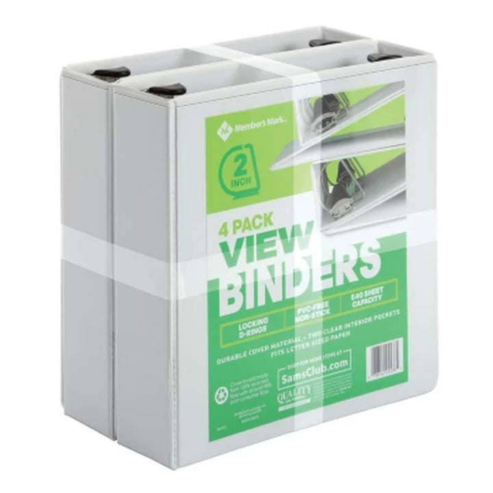 Member'S Mark 2" D-Ring View Binder, White 4 Pk.