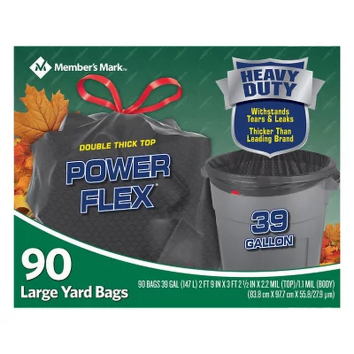 Member'S Mark 39 Gallon Power Flex Drawstring Yard Trash Bags 90 Ct.