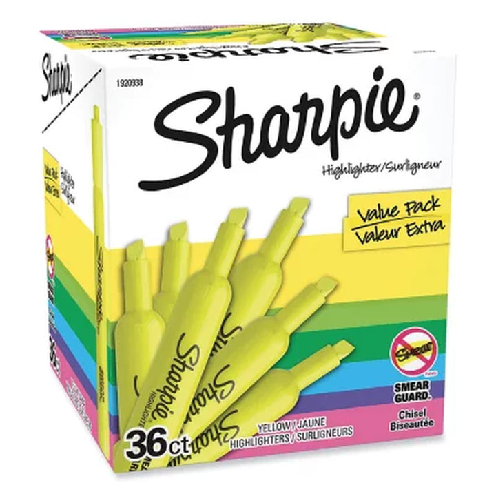 Sharpie - Accent Tank Style Highlighter, Chisel Tip, Fluorescent Yellow - 36/Box