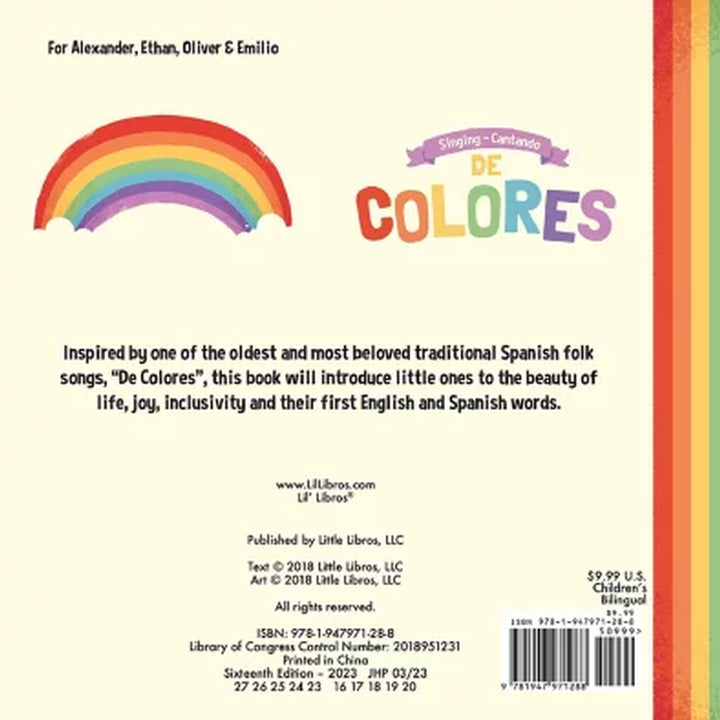 Singing/Cantando De Colores, Board Book/Libro De Cartón