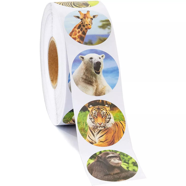 Zoo Animal Sticker Roll (1000 Count), 1.5 Inches