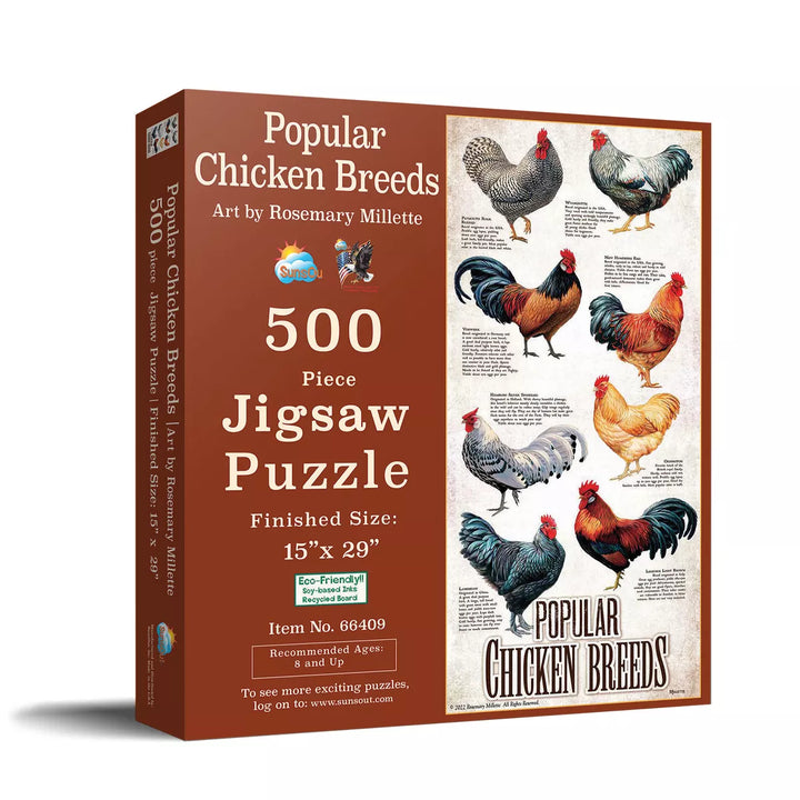 Sunsout Popular Chicken Breeds 500 Pc Jigsaw Puzzle 66409