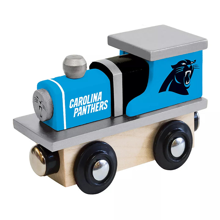 Masterpieces Officially Licensed NFL Carolina Panthers Wooden Toy Train Engine for Kids.