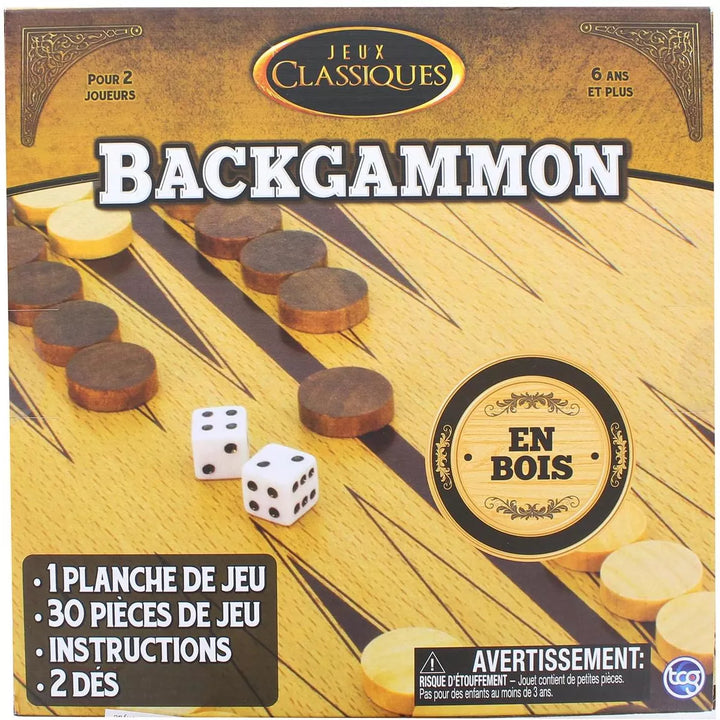 The Canadian Group Classic Games Wood Backgammon Set | Board & 30 Game Pieces