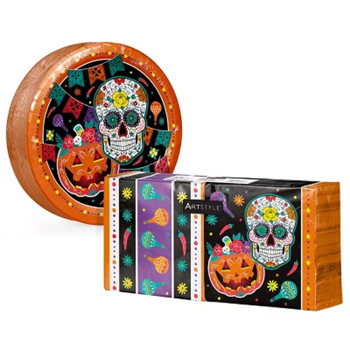 Artstyle Halloween Skull-Apalooza Paper Plates and Napkins Kit, 285 Ct.