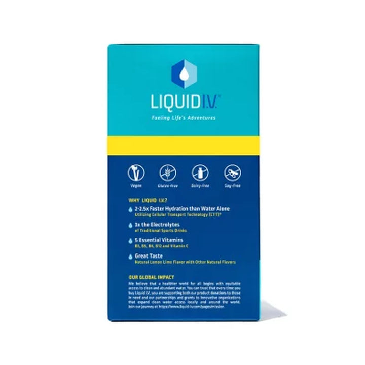 Liquid I.V. Hydration Multiplier Electrolyte Drink Mix, Lemon Lime 30 Ct.