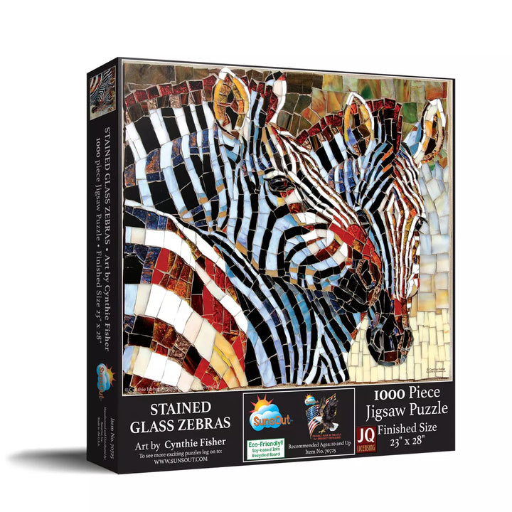 Sunsout Stained Glass Zebras 1000 Pc Jigsaw Puzzle 70725