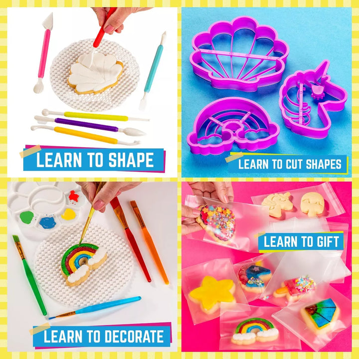 Girlzone Cookie Art Bakery Kit, Decorate Cookies Using Sugar Cookie Decorating Supplies with Stencils, Brushes and Cutters