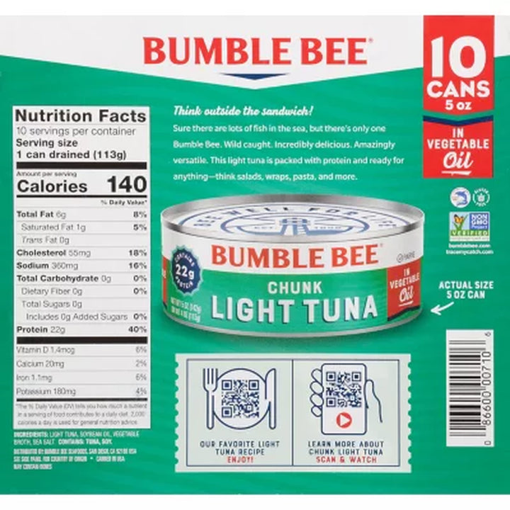 Bumble Bee Chunk Light Tuna in Oil (5 Oz., 10 Ct.)