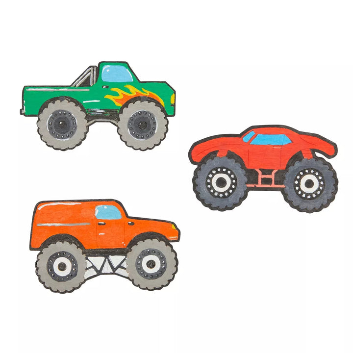 Wood Cutouts for Crafts, Monster Truck (4.6 X 3 In, 24-Pack)