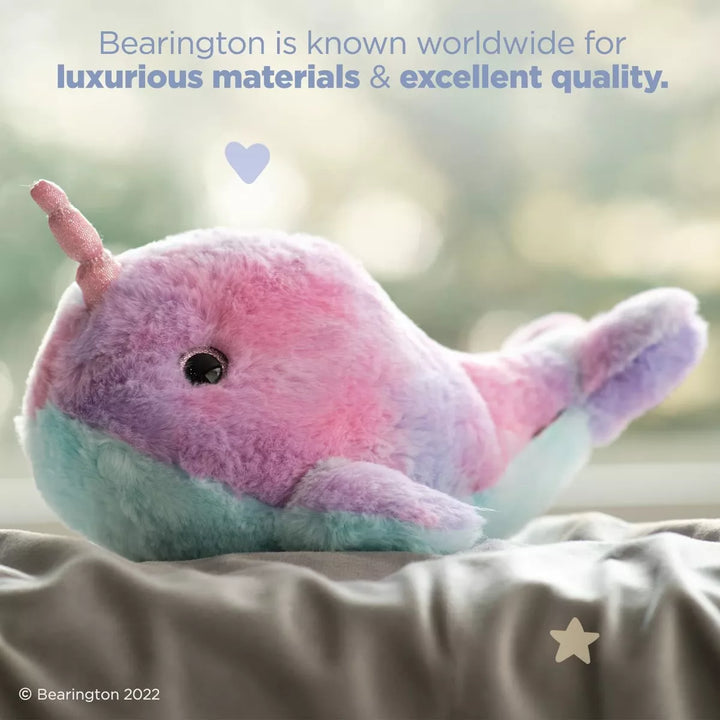 Bearington Rainbow Narwhal: 12" Groovy Plush Toy, Ultra-Soft with Purple, Blue, and Pink Rainbow Colors