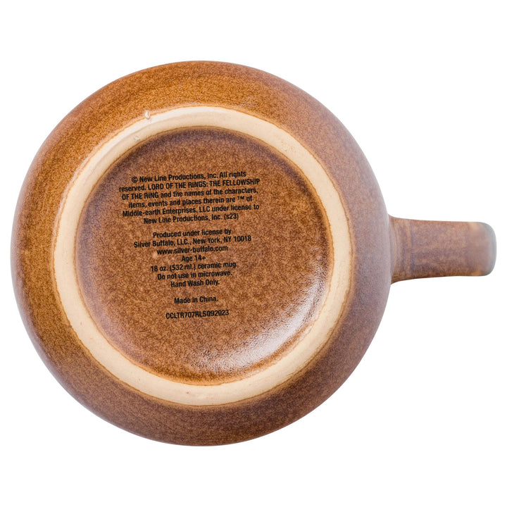 Silver Buffalo Lord of The Rings Elven Text High Gloss Reactive Glaze Tapered Pottery Mug,14 Ounces Green/Brown/Multi