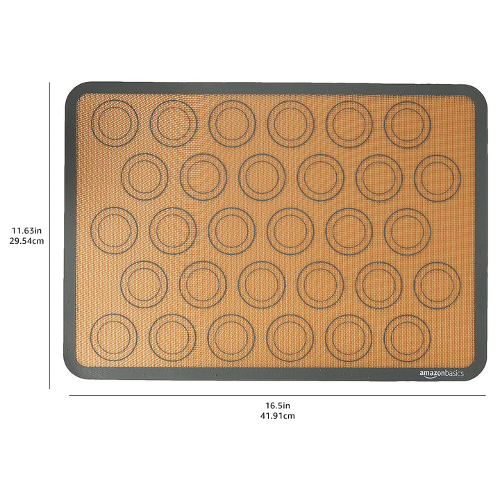 Basics Silicone, Non-Stick, Food Safe Baking Mat, Macaron, Pack of 2, Beige/Gray, Rectangular, 16.5" x 11.6" 2-Pack Macaron Baking Mats