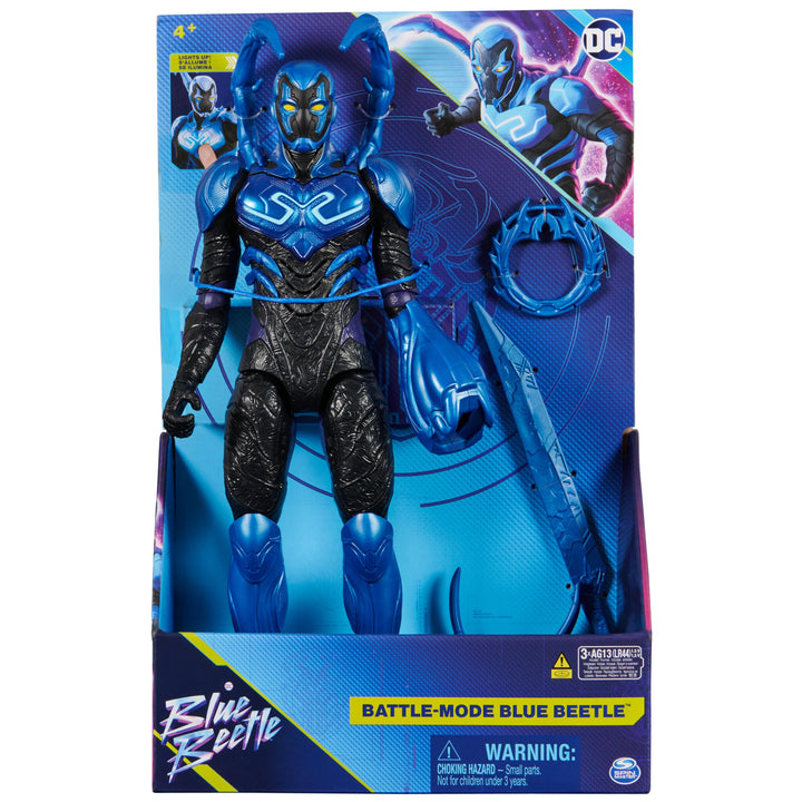 DC Comics, Battle-Mode Blue Beetle Action Figure, 12-inch, Lights & Sounds, Easy to Pose, Movie Superhero Kids Toys for Boys & Girls, Ages 4+ Medium