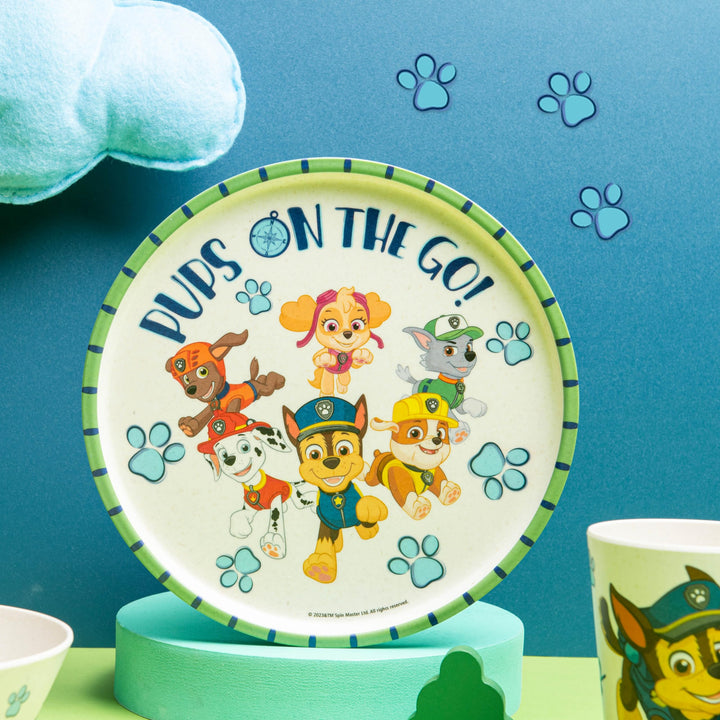 Zak Designs PAW Patrol Kids Dinnerware Set 3 Pieces, Durable and Sustainable Melamine Bamboo Plate, Bowl, and Tumbler are Perfect For Dinner Time With Family (Chase, Marshall, Skye & Friends) 8" Plate, 6" Bowl, 10oz Tumbler