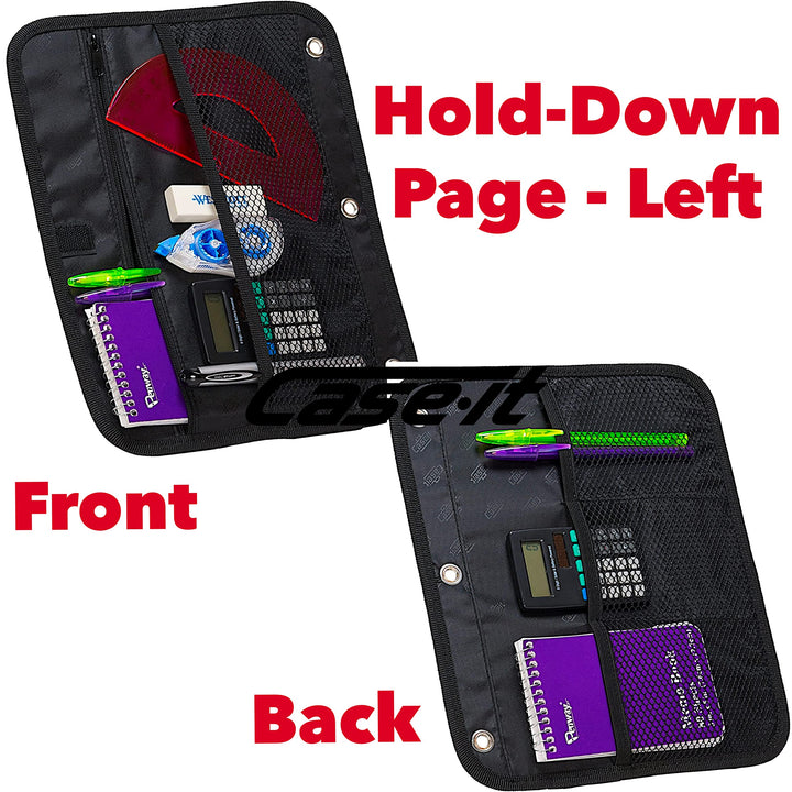 Case-it The Dual 2-in-1 Zipper Binder - Two 1.5 Inch D-Rings - Includes Pencil Pouch - Multiple Pockets - 600 Sheet Capacity - Comes with Shoulder Strap - Jet Black Dual-101 Single