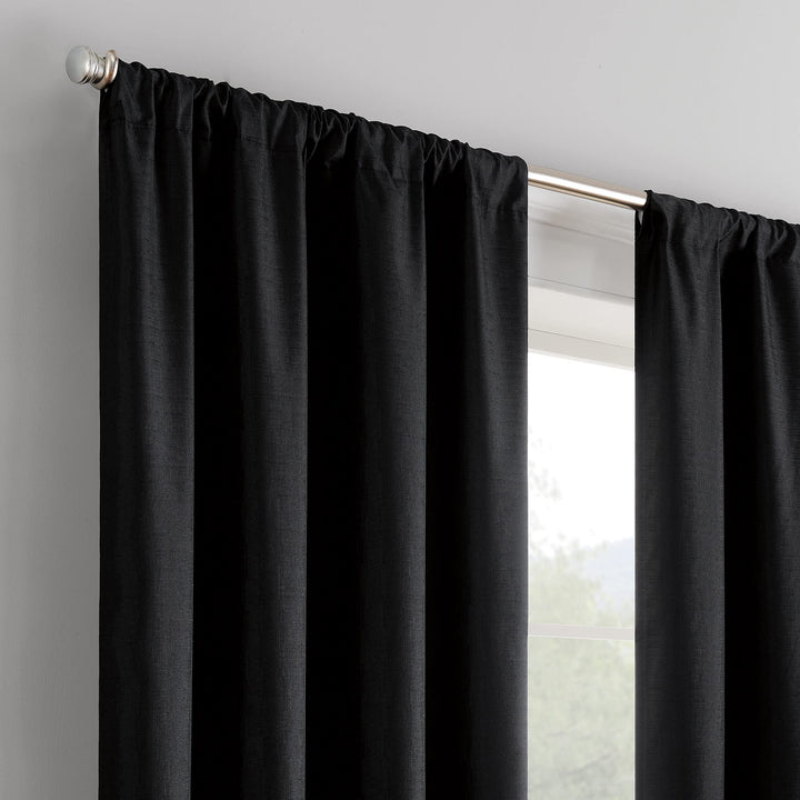 Eclipse Kendall Modern Blackout Thermal Rod Pocket Window Curtain for Bedroom or Living Room (1 Panel), 42 X 84, Black