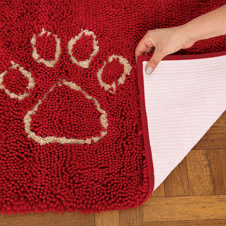 Dog Gone Smart Dirty Dog Microfiber Paw Doormat - Muddy Mats For Dogs - Super Absorbent Dog Mat Keeps Paws & Floors Clean - Machine Washable Pet Door Rugs with Non-Slip Backing | Small Maroon 23" x 16"