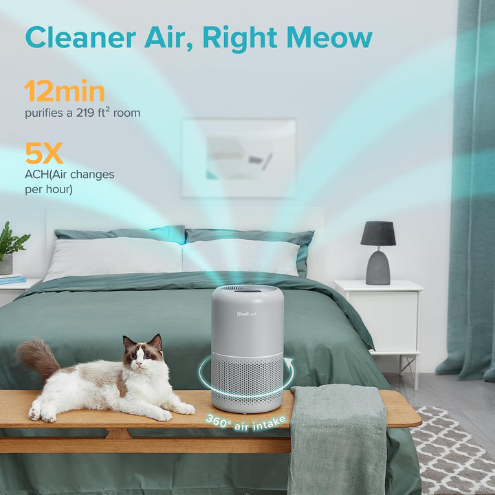 LEVOIT Air Purifiers for Home Bedroom, Smart WiFi, HEPA Sleep Mode for Home Large Room, Quiet Cleaner for Pet Hair, Allergies, Dust, Smoke, Pollon, White Noise, Alexa Control, Core300S-P, White WIFI enabled Purifier