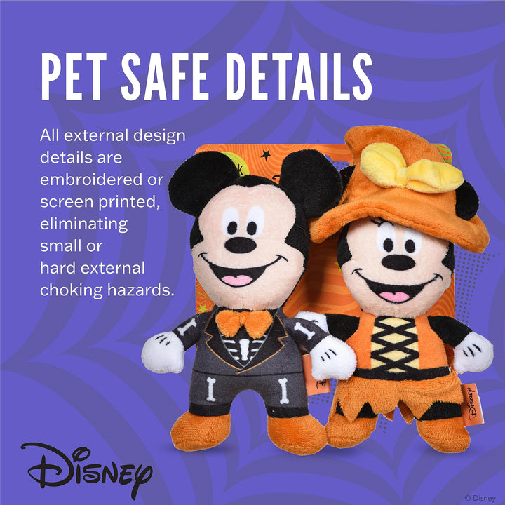 2Pc 6" Halloween Plush Mickey & Minnie Mouse Toys for Dogs | Mickey & Friends Plush Dog Toy | Halloween Toys for Dogs, Official Dog Toy Product of Disney for Pets