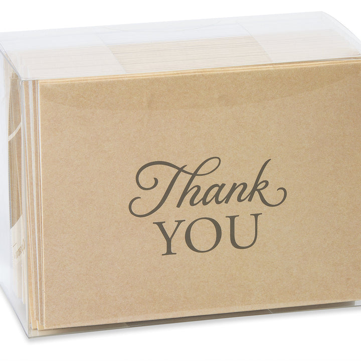 American Greetings Thank You Cards with Envelopes, Brown Kraft-Style (50-Count)