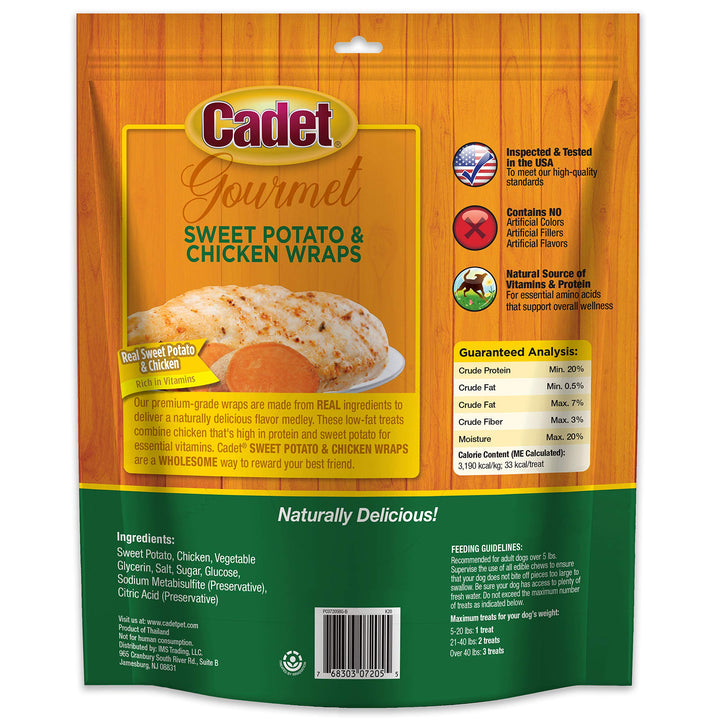 Cadet Gourmet Sweet Potato & Chicken Wraps Dog Treats - Healthy and Natural Chicken and Sweet Potato Dog Training Treats for Small & Large Dogs - Inspected & Tested in USA (28 oz.) 28 Ounce (Pack of 1)