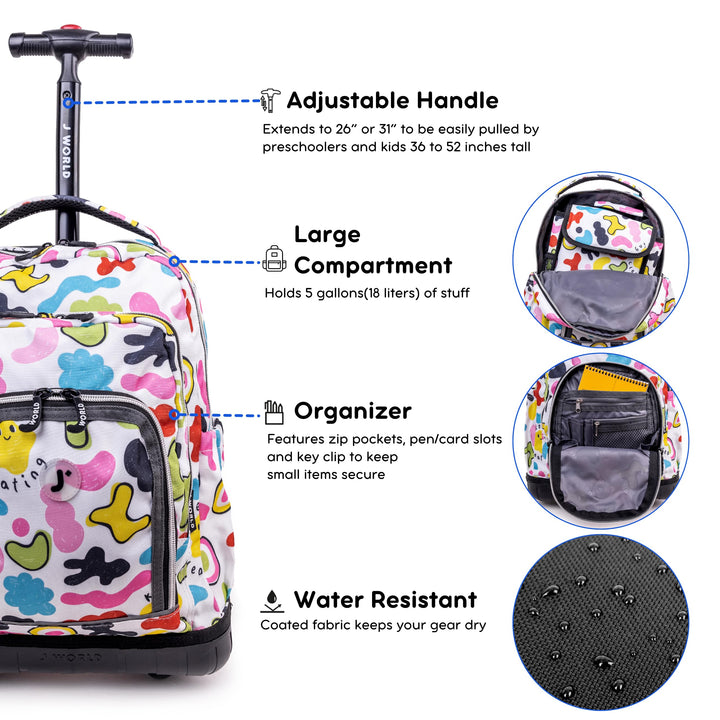 J World New York Lollipop Kids Rolling Backpack & Lunch Bag Set, Kiddo, One Size