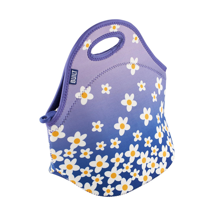 BUILT Gourmet Getaway Soft Neoprene Lunch Tote Bag Lightweight, Insulated and Reusable, One Size, Wild Lavender Lily