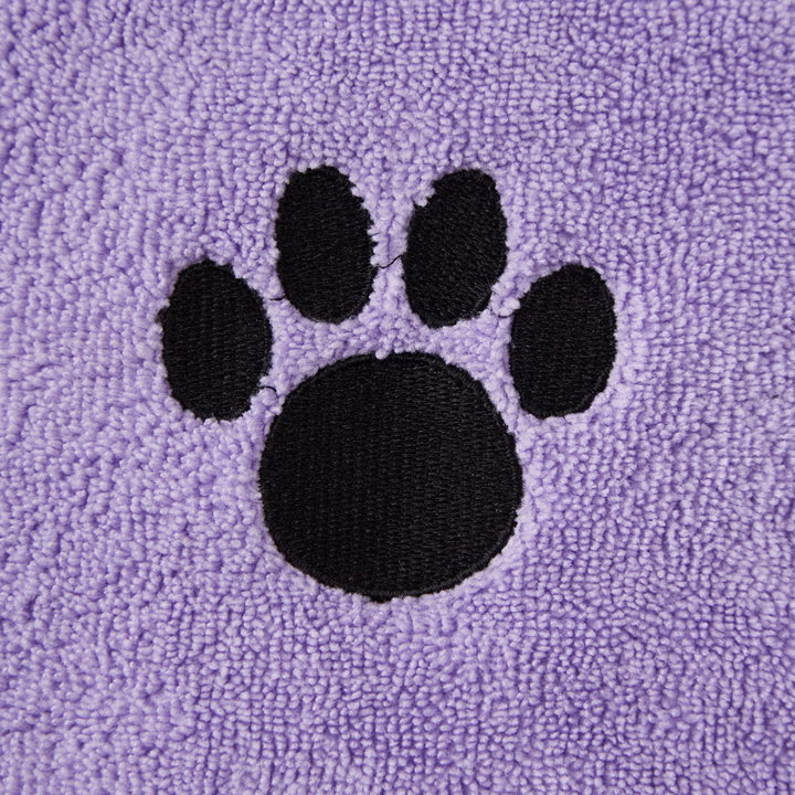 Bone Dry Pet Robe Collection, Embroidered Absorbent Microfiber Bath Robe with Adjustable Closure, for Dogs & Cats, X-Small, Lavender