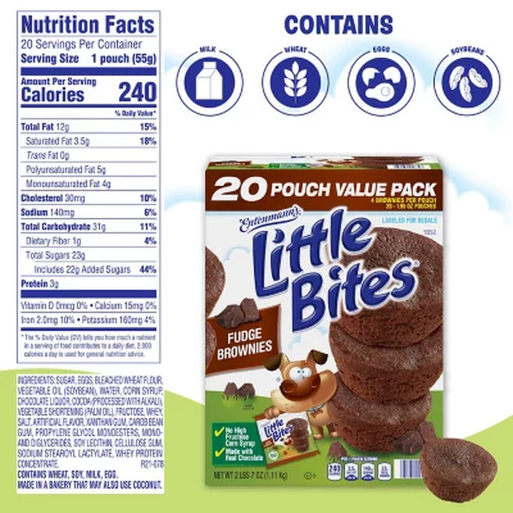 Entenmann'S Little Bites Fudge Brownie Mini Muffins 1.95 Oz., 20 Pk.