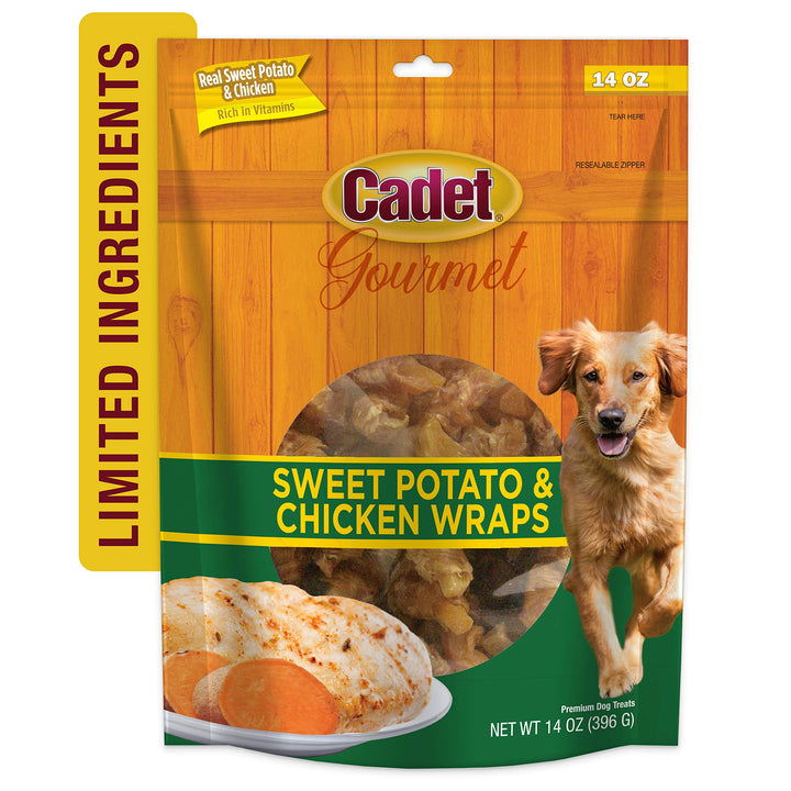 Cadet Gourmet Sweet Potato & Chicken Wraps Dog Treats - Healthy & Natural Chicken and Sweet Potato Dog Training Treats for Small & Large Dogs - Inspected & Tested in USA (14 oz.) 14 Ounce (Pack of 1)