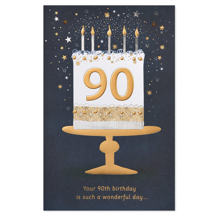 American Greetings 90th Birthday Card (Such A Wonderful Day) Cake w Candles