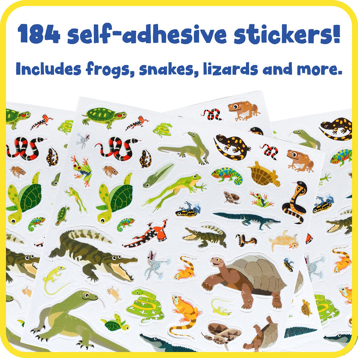 READY 2 LEARN Foam Stickers - Reptiles & Amphibians - Pack of 184 - Kids Self-Adhesive Stickers - 3D Snake Stickers for Laptops, Party Favors, Crafts