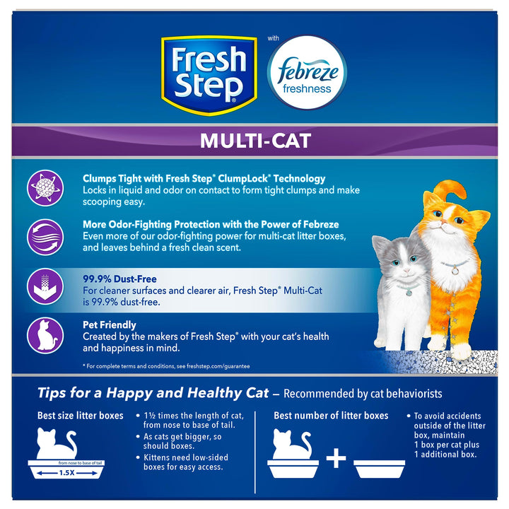 Fresh Step Clumping Cat Litter Multi-Cat Extra Strength Formula With Febreze Freshness, Multi Cat Litter With Ammonia Block Technology, 14 lb. Box