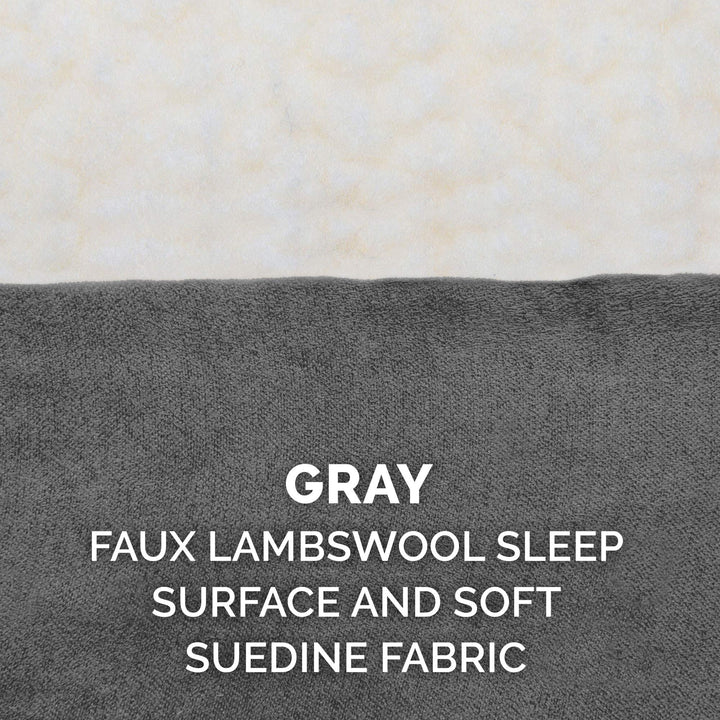 Furhaven Replacement Dog Bed Cover Sherpa & Suede Mattress, Machine Washable - Gray, Large