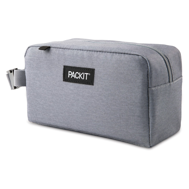 PackIt® Freezable Snack Box, Gray Fog, Built with EcoFreeze® Technology, Collapsible, Reusable, Zip Closure with Buckle Handle, Designed For Work Snacks, Fresh Snacks On the Go, Adults, and All Ages