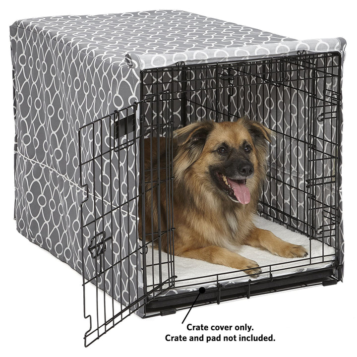 MidWest Homes for Pets Privacy Dog Crate Cover Fits MidWest Dog Crates, Machine Wash & Dry Gray Geometric Pattern 36-Inch