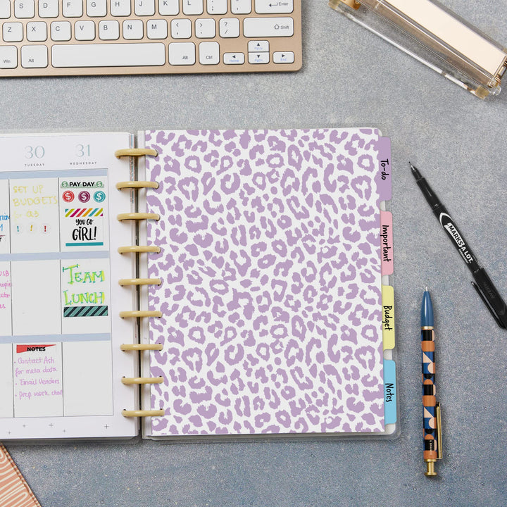 Avery Planner Dividers for Happy Planner 9-disc Classic Size Planners, 4-Tab Set, Pastel Animal Print Design, 1 Set (25495)