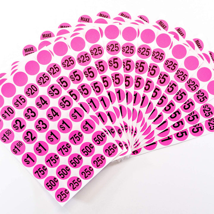 7030 Pre-Priced Garage Sale Stickers (Labels),600 Count, Pink 600 Ct.