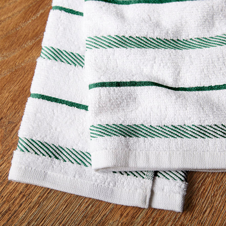 KitchenAid Albany Kitchen Towel 4-Pack Set, Dark Green/White, 16"x26" 16"x26"