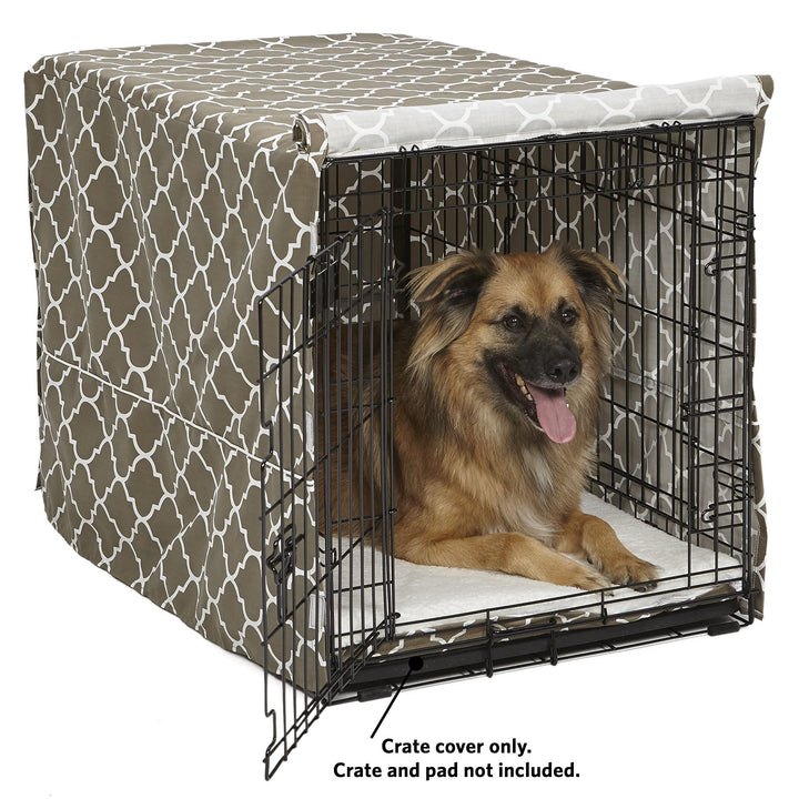 MidWest Homes for Pets Dog Crate Cover, Privacy Dog Crate Cover Fits MidWest Dog Crates, Machine Wash & Dry 36-Inch Brown Geometric Pattern