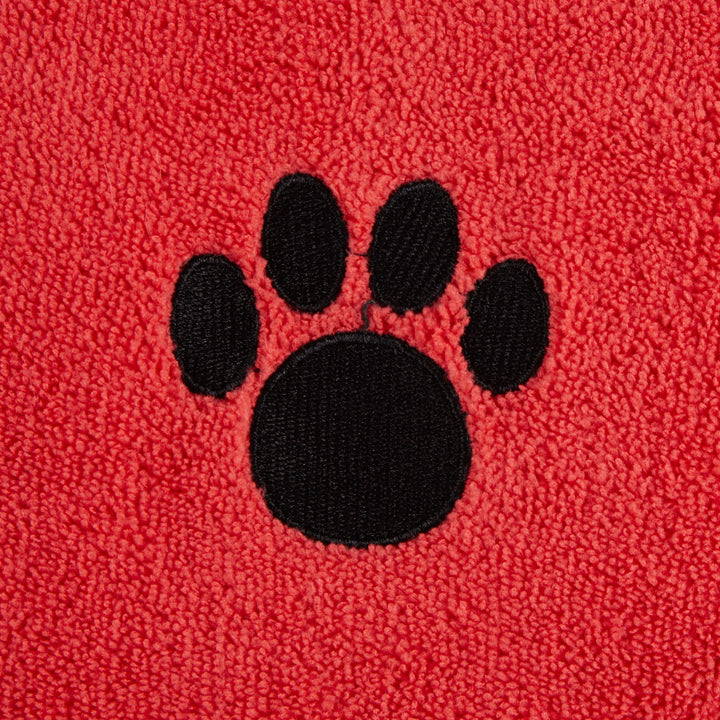 Bone Dry Pet Grooming Towel Collection Absorbent Microfiber X-Large, 41x23.5", Embroidered Red