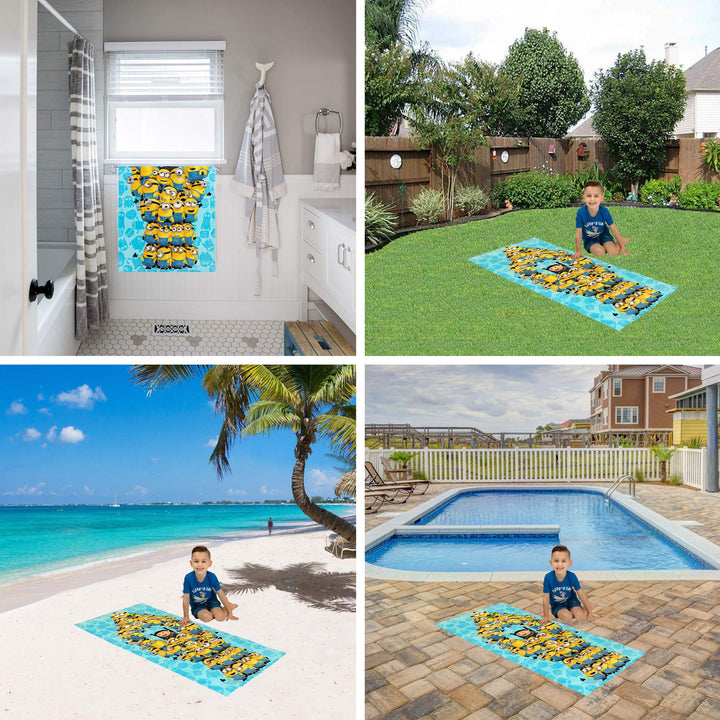 Franco Kids Super Soft Cotton Bath/Pool/Beach Towel, 58 in x 28 in, Minions The Rise Of Gru