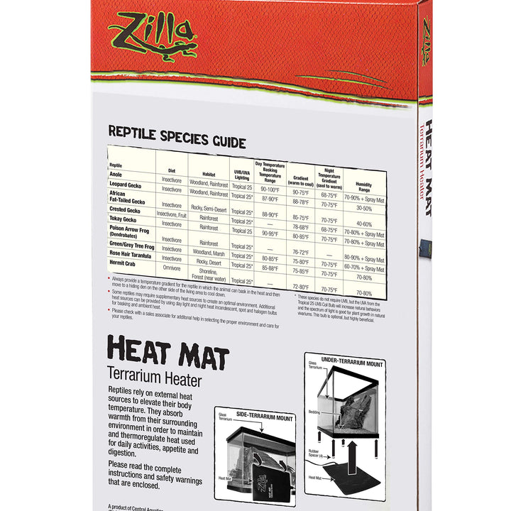 Zilla Terrarium Heat Mats Black Medium, 30-40 Gallon, 16 Watt