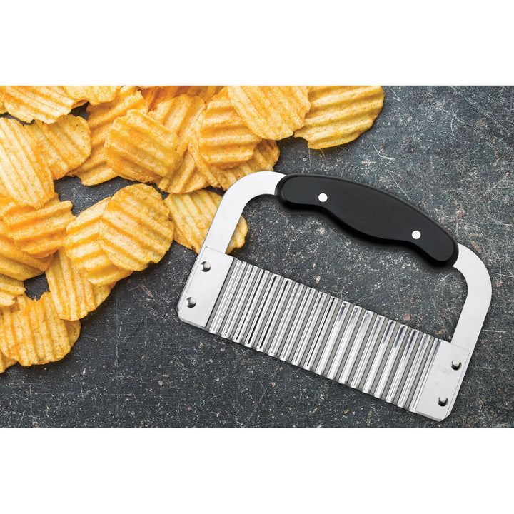 HIC Kitchen Crinkle-Cut Wave Slicer French Fry Vegetable Cutter, Stainless Steel Blade