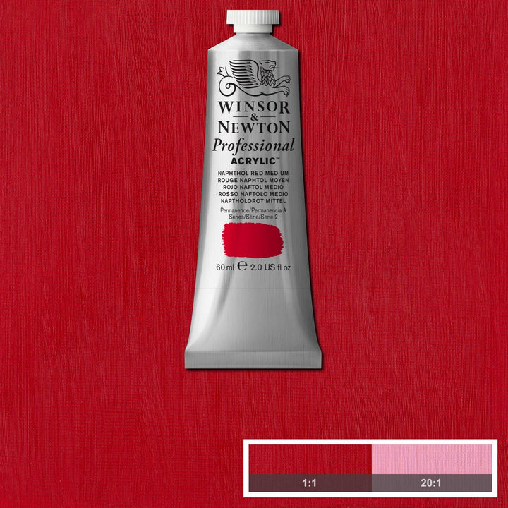 Winsor & Newton Professional Acrylic Paint, 60ml (2-oz) Tube, Naphthol Red Medium 2-oz Tube