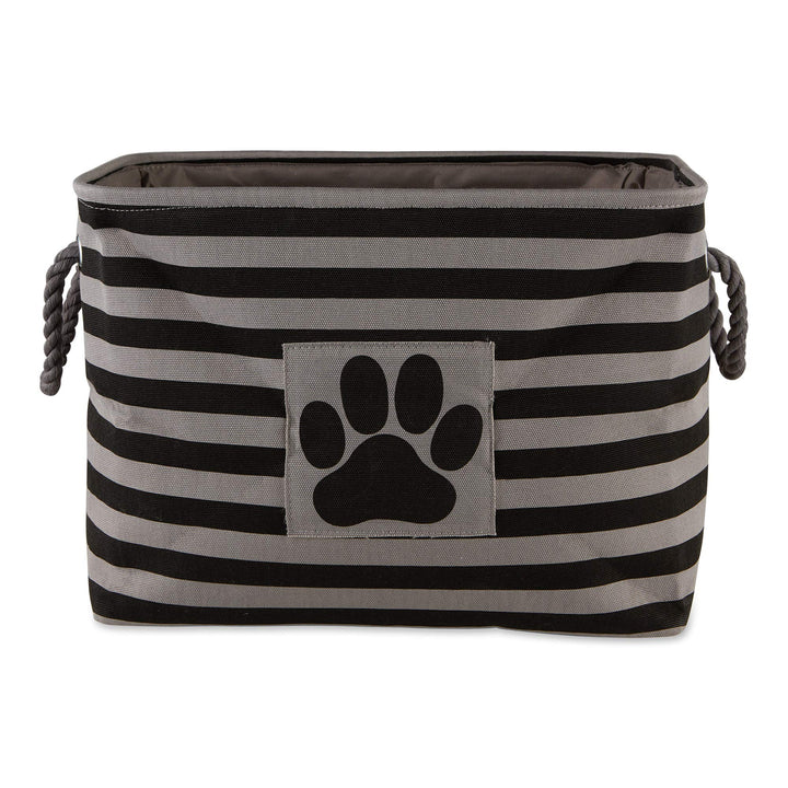 Bone Dry 5743 Pet Storage Collection Striped Paw Patch Bin, Medium Rectangle, Black